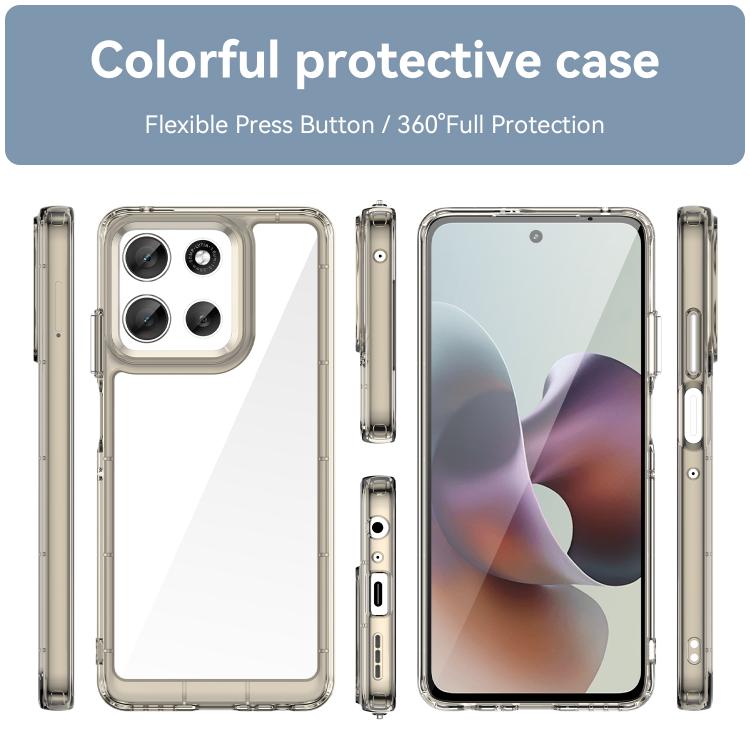 For Motorola Moto G56 5G Colorful Series Acrylic Hybrid TPU Phone Case(Transparent Grey) - free shipping - PMC TechLife - Order now!