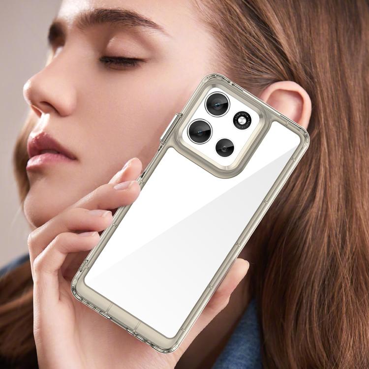 For Motorola Moto G56 5G Colorful Series Acrylic Hybrid TPU Phone Case(Transparent Grey) - free shipping - PMC TechLife - Order now!