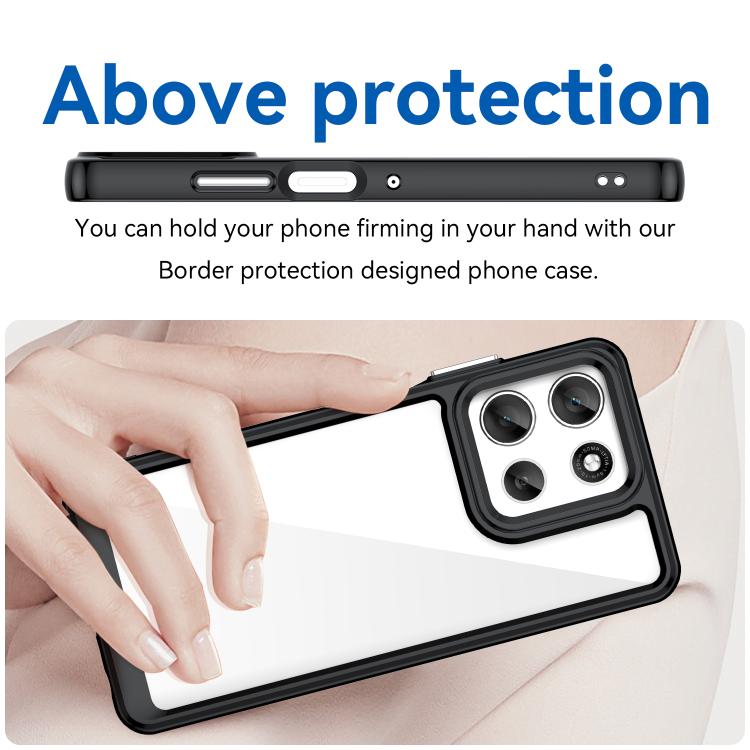 For Motorola Moto G66j 5G Colorful Series Acrylic Hybrid TPU Phone Case(Black) - free shipping - PMC TechLife - Order now!