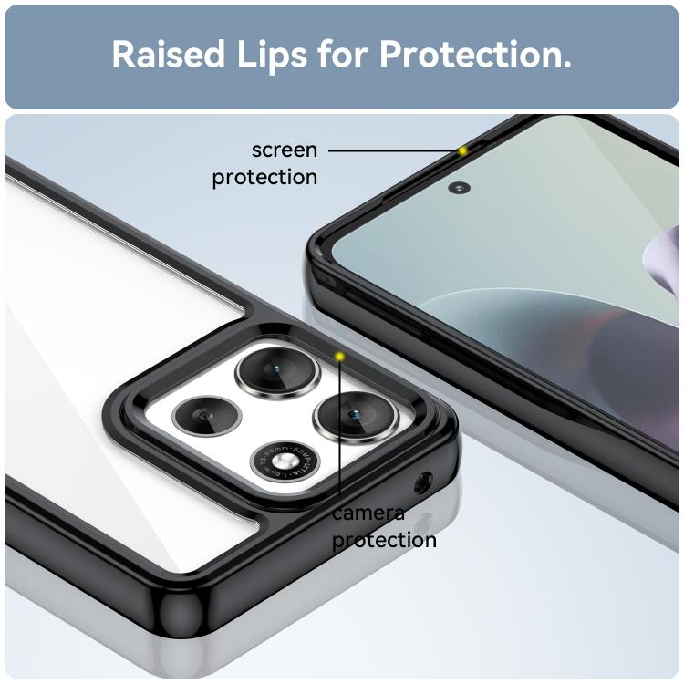 For Motorola Moto G66j 5G Colorful Series Acrylic Hybrid TPU Phone Case(Black) - free shipping - PMC TechLife - Order now!