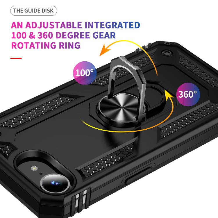 For iPhone 16e Shockproof TPU Hybrid PC Phone Case with Holder(Black) - iPhone 16e Cases by PMC TechLife | Online Shopping South Africa | PMC TechLife | Buy Now Pay Later Mobicred