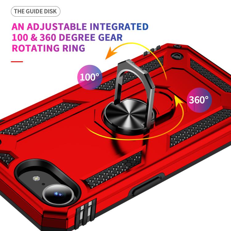 For iPhone 16e Shockproof TPU Hybrid PC Phone Case with Holder(Red) - iPhone 16e Cases by PMC TechLife | Online Shopping South Africa | PMC TechLife | Buy Now Pay Later Mobicred