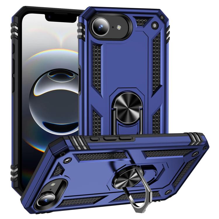 For iPhone 16e Shockproof TPU Hybrid PC Phone Case with Holder(Blue) - iPhone 16e Cases by PMC TechLife | Online Shopping South Africa | PMC TechLife | Buy Now Pay Later Mobicred