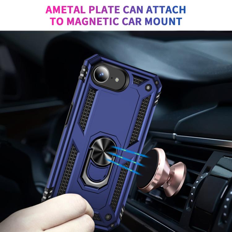 For iPhone 16e Shockproof TPU Hybrid PC Phone Case with Holder(Blue) - iPhone 16e Cases by PMC TechLife | Online Shopping South Africa | PMC TechLife | Buy Now Pay Later Mobicred