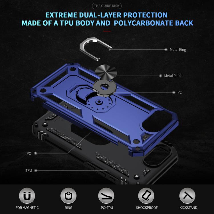 For iPhone 16e Shockproof TPU Hybrid PC Phone Case with Holder(Blue) - iPhone 16e Cases by PMC TechLife | Online Shopping South Africa | PMC TechLife | Buy Now Pay Later Mobicred