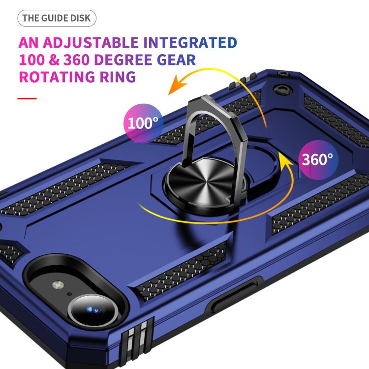 For iPhone 16e Shockproof TPU Hybrid PC Phone Case with Holder(Blue) - iPhone 16e Cases by PMC TechLife | Online Shopping South Africa | PMC TechLife | Buy Now Pay Later Mobicred