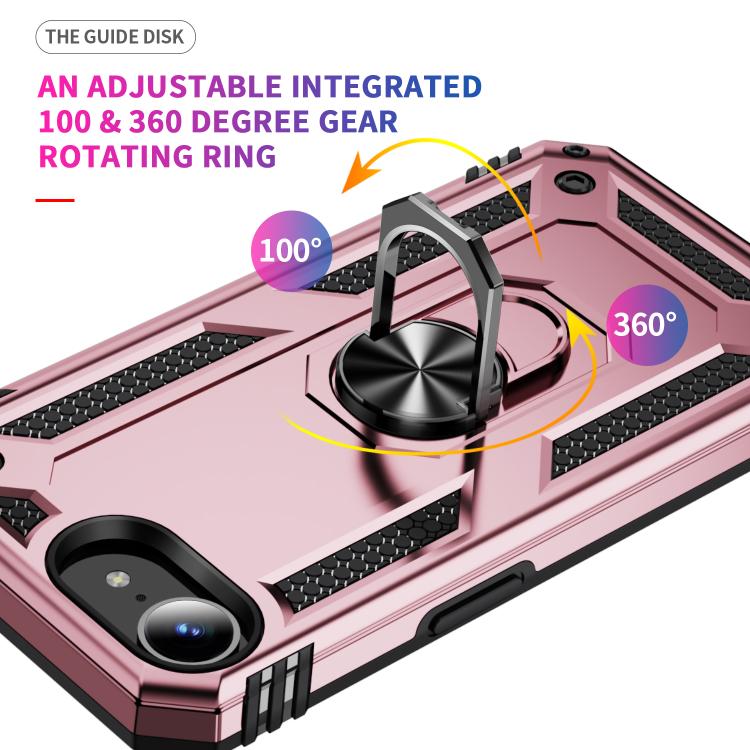 For iPhone 16e Shockproof TPU Hybrid PC Phone Case with Holder(Rose Gold) - iPhone 16e Cases by PMC TechLife | Online Shopping South Africa | PMC TechLife | Buy Now Pay Later Mobicred