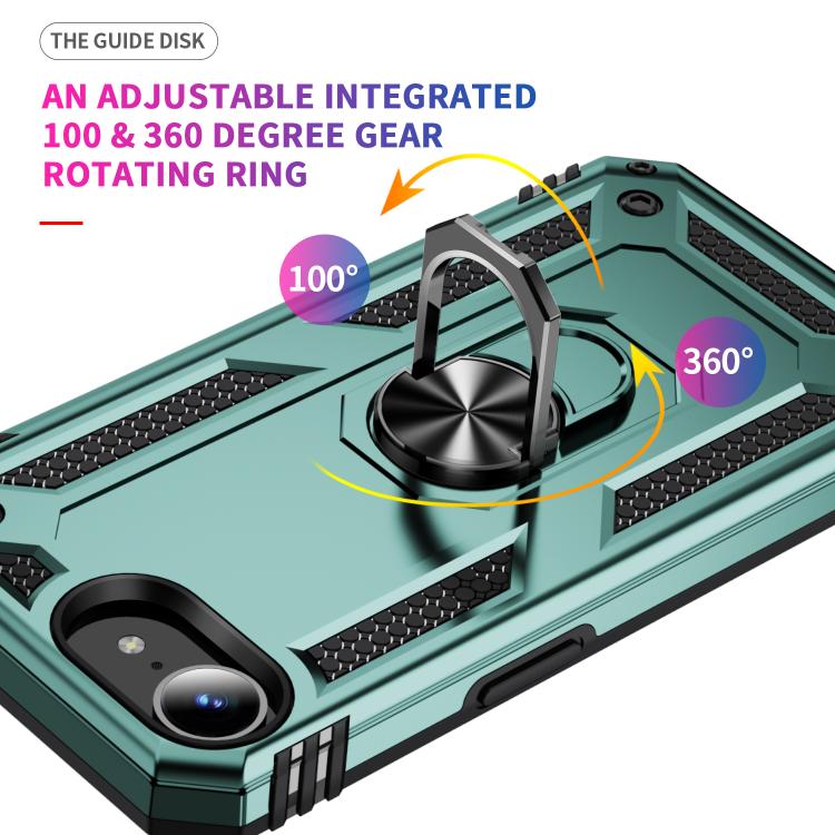 For iPhone 16e Shockproof TPU Hybrid PC Phone Case with Holder(Dark Green) - iPhone 16e Cases by PMC TechLife | Online Shopping South Africa | PMC TechLife | Buy Now Pay Later Mobicred