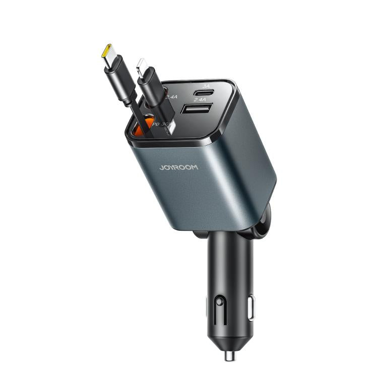 JOYROOM CCL05 4 in 1 Retractable Cable Car Charger(Dark Gray) - Car Charger by JOYROOM | Online Shopping South Africa | PMc TechLife | Buy Now Pay Later Mobicred