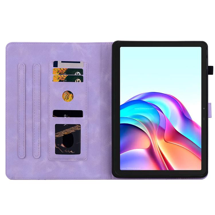 For Tecno Megapad 11 Lily Embossed Leather Tablet Case(Purple) - Others by PMC TechLife | Online Shopping South Africa | PMC TechLife | Buy Now Pay Later Mobicred