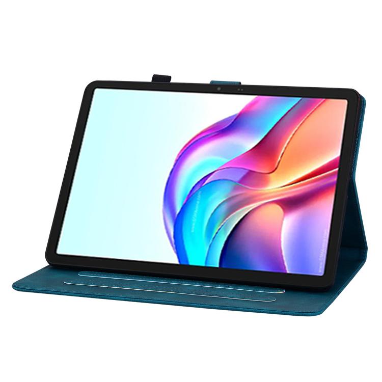 For Tecno Megapad 11 Lily Embossed Leather Tablet Case(Dark Blue) - Others by PMC TechLife | Online Shopping South Africa | PMC TechLife | Buy Now Pay Later Mobicred