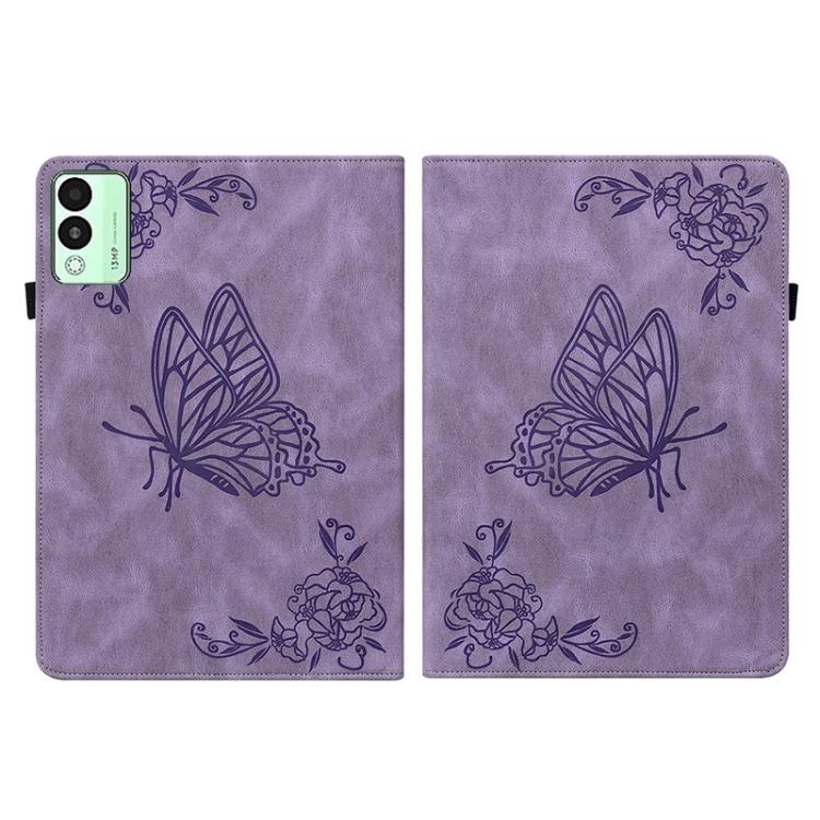 For Tecno Megapad 11 Butterfly Flower Embossed Leather Tablet Case(Purple) - Others by PMC TechLife | Online Shopping South Africa | PMC TechLife | Buy Now Pay Later Mobicred