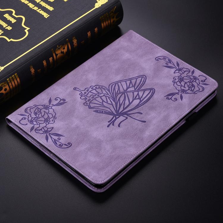 For Tecno Megapad 11 Butterfly Flower Embossed Leather Tablet Case(Purple) - Others by PMC TechLife | Online Shopping South Africa | PMC TechLife | Buy Now Pay Later Mobicred