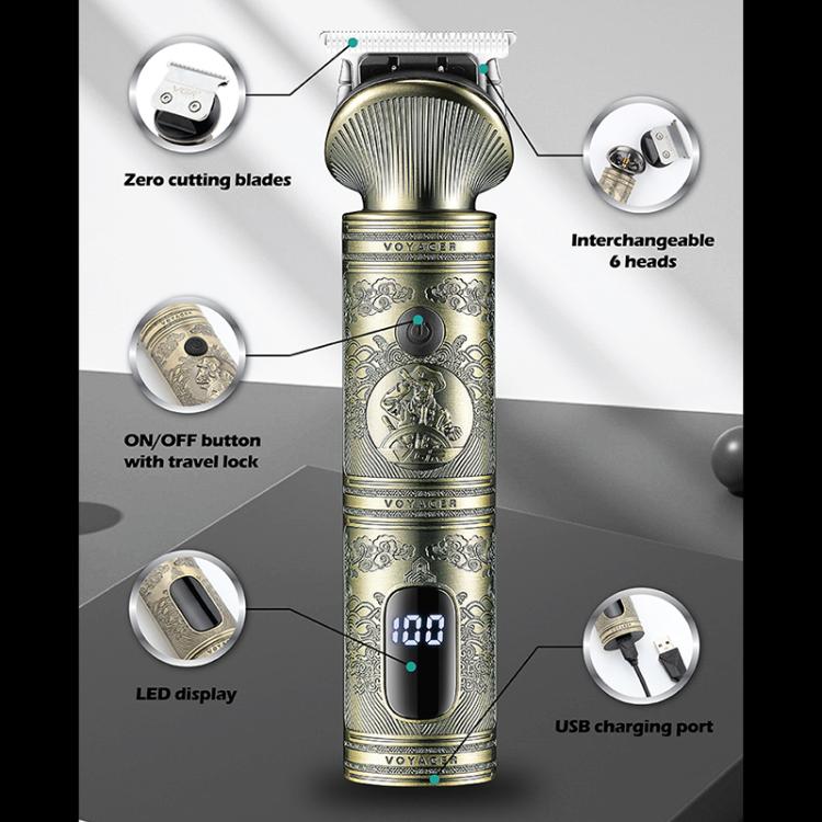 VGR V-106 6-in-1 Digital Display Electric Hair Clipper Kit(Gold) - Hair Trimmer by VGR | Online Shopping South Africa | PMc TechLife | Buy Now Pay Later Mobicred