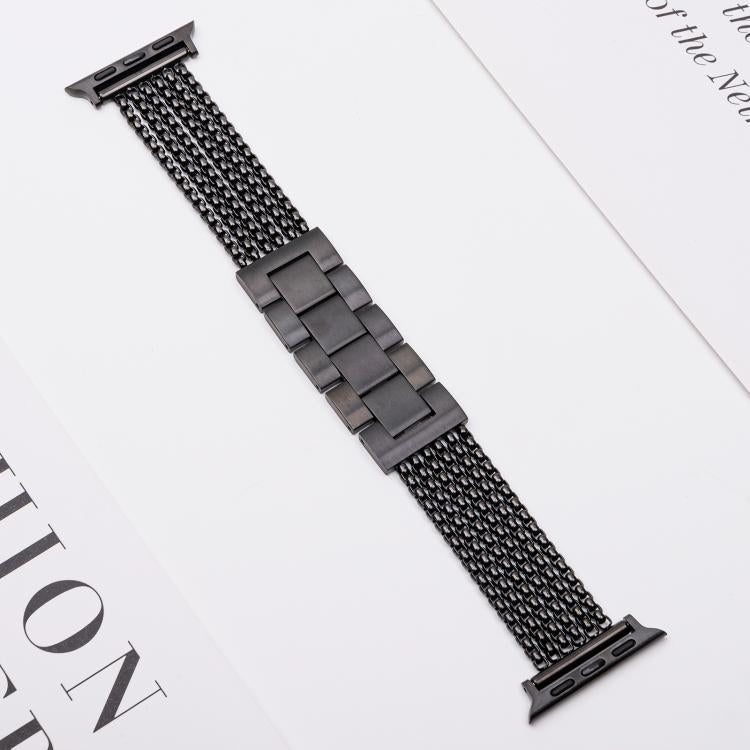 For Apple Watch 46mm / 49mm / 45mm / 44mm 6-Chain Stainless Steel Watch Band(Black) - Watch Bands by PMc TechLife | Online Shopping South Africa | PMc TechLife | Buy Now Pay Later Mobicred