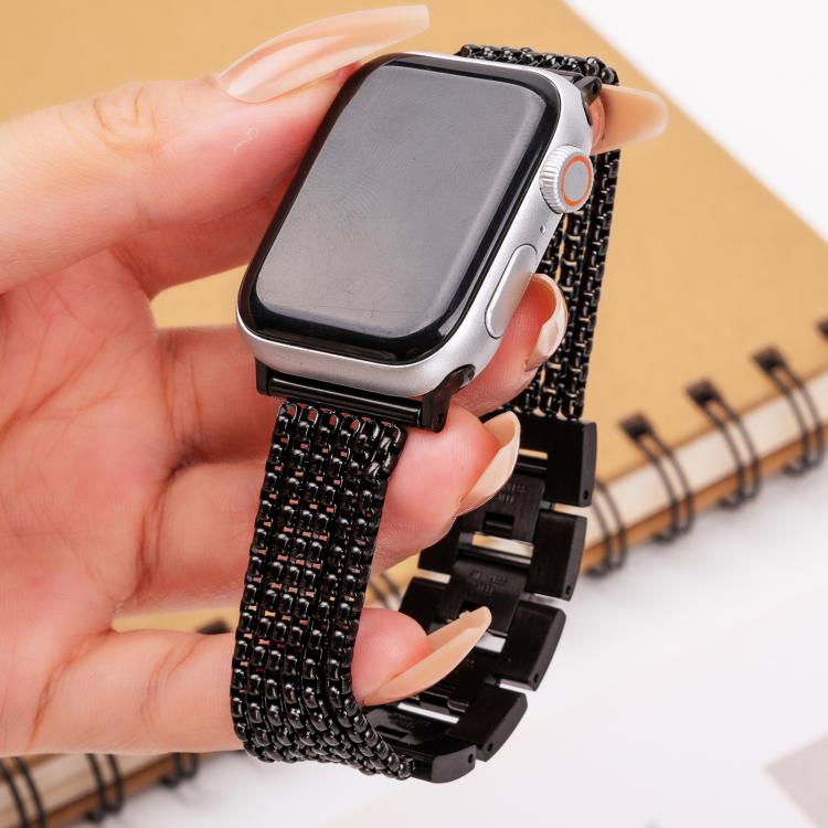 For Apple Watch 46mm / 49mm / 45mm / 44mm 6-Chain Stainless Steel Watch Band(Black) - Watch Bands by PMc TechLife | Online Shopping South Africa | PMc TechLife | Buy Now Pay Later Mobicred