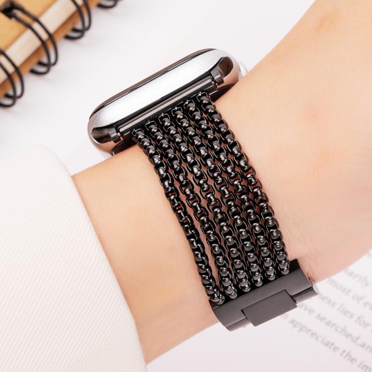 For Apple Watch 46mm / 49mm / 45mm / 44mm 6-Chain Stainless Steel Watch Band(Black) - Watch Bands by PMc TechLife | Online Shopping South Africa | PMc TechLife | Buy Now Pay Later Mobicred
