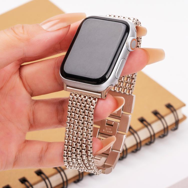For Apple Watch 46mm / 49mm / 45mm / 44mm 6-Chain Stainless Steel Watch Band(Starlight) - free shipping - PMc TechLife - Order now!