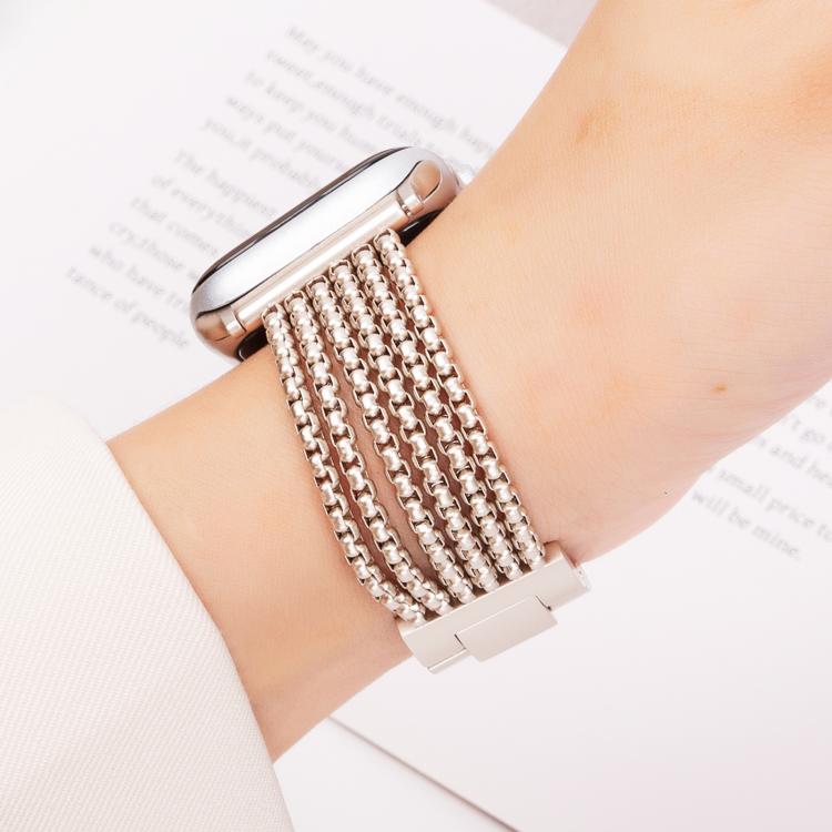 For Apple Watch 46mm / 49mm / 45mm / 44mm 6-Chain Stainless Steel Watch Band(Starlight) - free shipping - PMc TechLife - Order now!