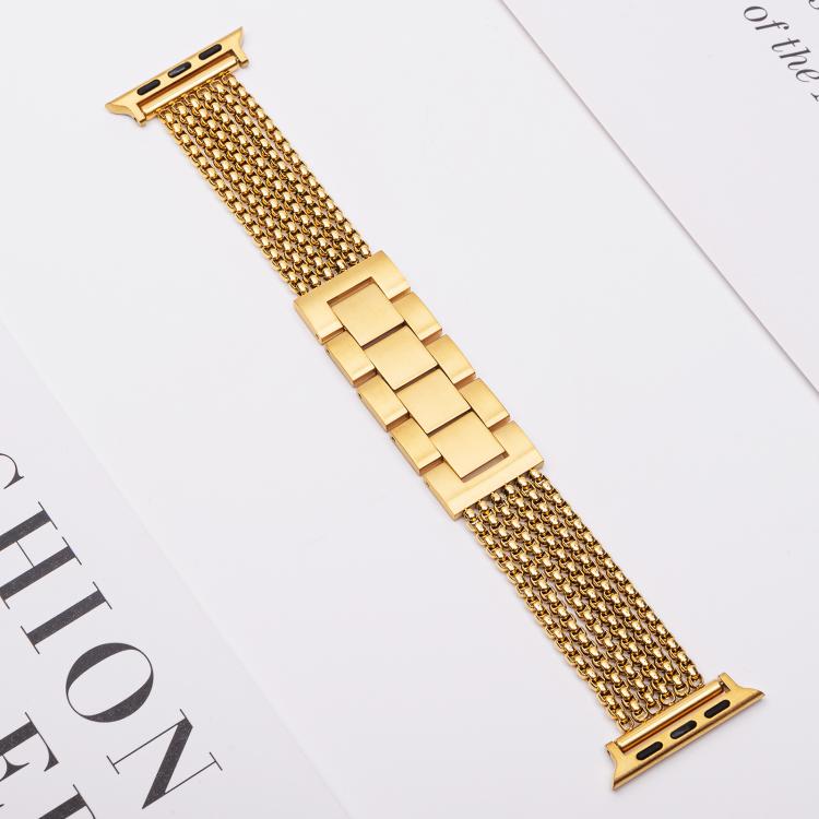 For Apple Watch 42mm / 41mm / 40mm / 38mm 6-Chain Stainless Steel Watch Band(Gold) - free shipping - PMc TechLife - Order now!