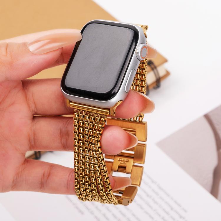 For Apple Watch 42mm / 41mm / 40mm / 38mm 6-Chain Stainless Steel Watch Band(Gold) - free shipping - PMc TechLife - Order now!