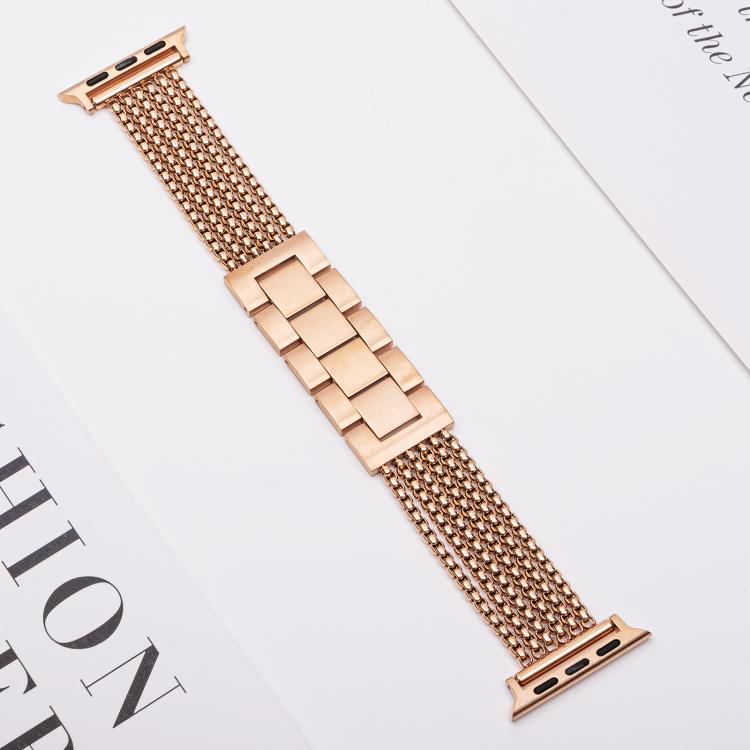 For Apple Watch 42mm / 41mm / 40mm / 38mm 6-Chain Stainless Steel Watch Band(Rose Gold) - free shipping - PMc TechLife - Order now!