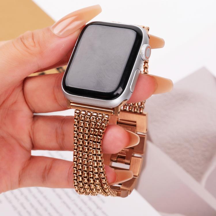 For Apple Watch 42mm / 41mm / 40mm / 38mm 6-Chain Stainless Steel Watch Band(Rose Gold) - free shipping - PMc TechLife - Order now!