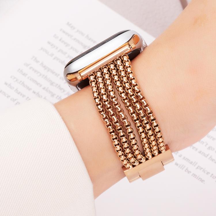 For Apple Watch 42mm / 41mm / 40mm / 38mm 6-Chain Stainless Steel Watch Band(Rose Gold) - free shipping - PMc TechLife - Order now!