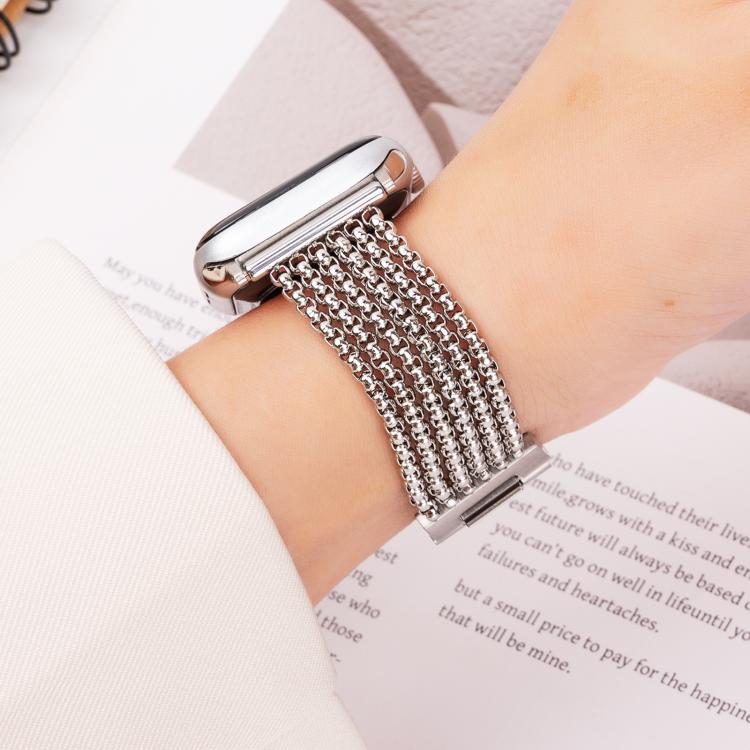 For Apple Watch 42mm / 41mm / 40mm / 38mm 6-Chain Stainless Steel Watch Band(Silver) - free shipping - PMc TechLife - Order now!