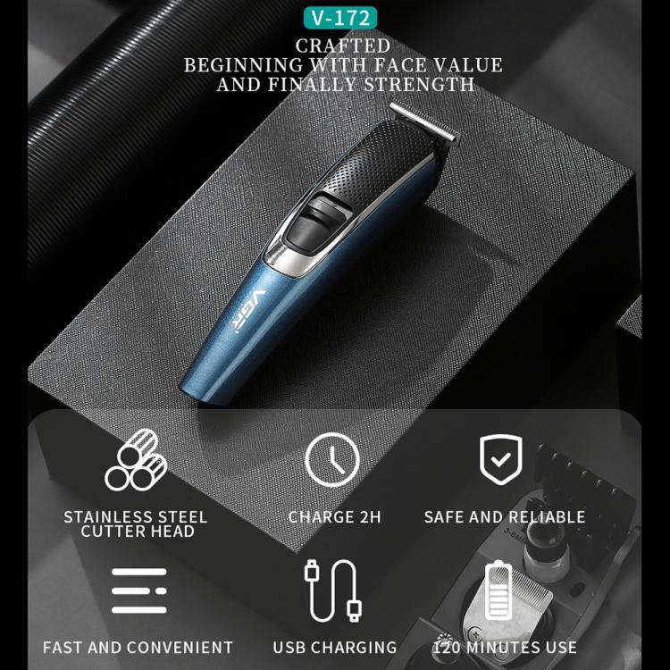 VGR V-172 10W Multifunctional USB Electric Hair Clipper(Blue) - Hair Trimmer by VGR | Online Shopping South Africa | PMc TechLife | Buy Now Pay Later Mobicred