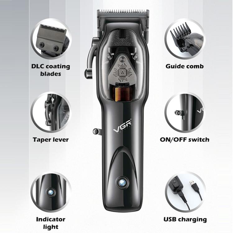 VGR V-653 Professional USB Electric Hair Clipper with Holder(Black) - free shipping - PMC TechLife - Order now!