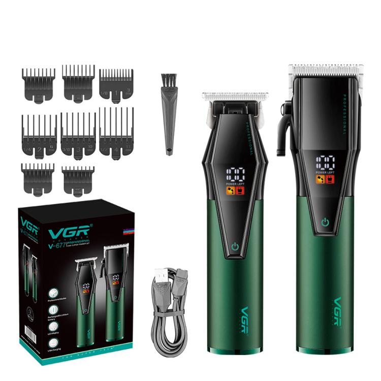 VGR V-677 LED Digital Display Electric Hair Clipper & Trimmer Set(Green) - free shipping - PMC TechLife - Order now!