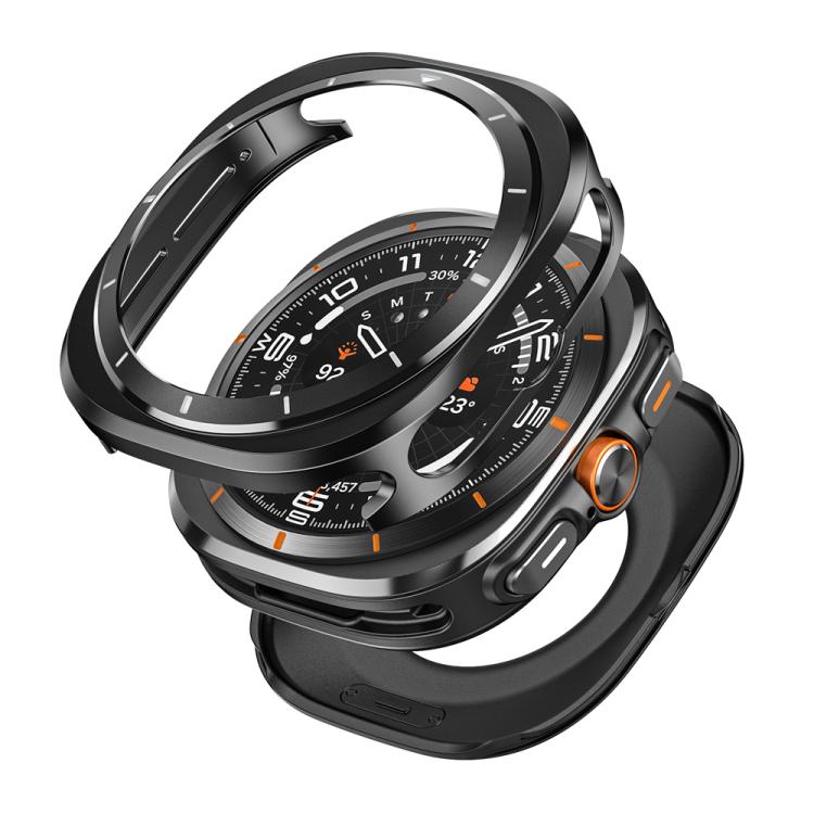For Samsung Galaxy Watch Ultra 47mm Aluminum Alloy Metal PC Watch Protective Case(Black White) - Watch Cases by PMC TechLife | Online Shopping South Africa | PMC TechLife | Buy Now Pay Later Mobicred