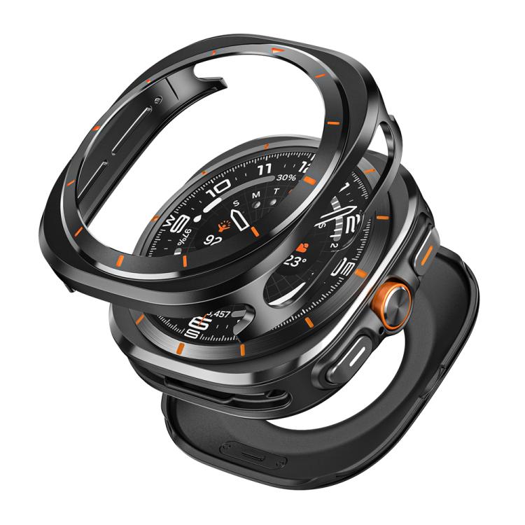For Samsung Galaxy Watch Ultra 47mm Aluminum Alloy Metal PC Watch Protective Case(Black Orange) - Watch Cases by PMC TechLife | Online Shopping South Africa | PMC TechLife | Buy Now Pay Later Mobicred