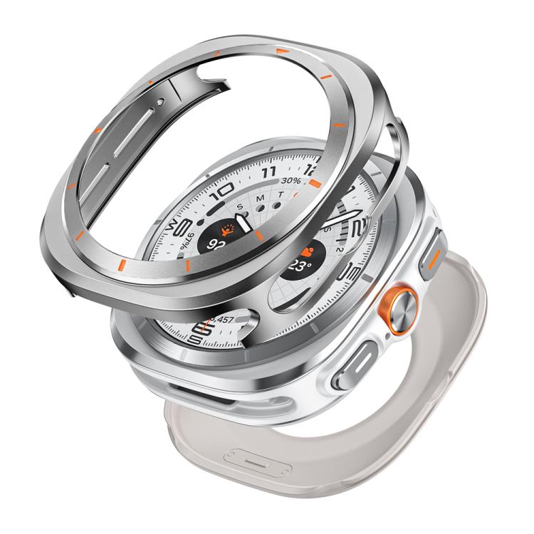 For Samsung Galaxy Watch Ultra 47mm Aluminum Alloy Metal PC Watch Protective Case(Grey Orange) - Watch Cases by PMC TechLife | Online Shopping South Africa | PMC TechLife | Buy Now Pay Later Mobicred