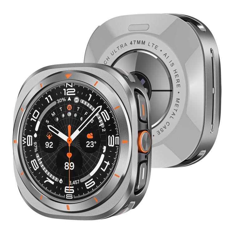 For Samsung Galaxy Watch Ultra 47mm Aluminum Alloy Metal PC Watch Protective Case(Grey Orange) - Watch Cases by PMC TechLife | Online Shopping South Africa | PMC TechLife | Buy Now Pay Later Mobicred