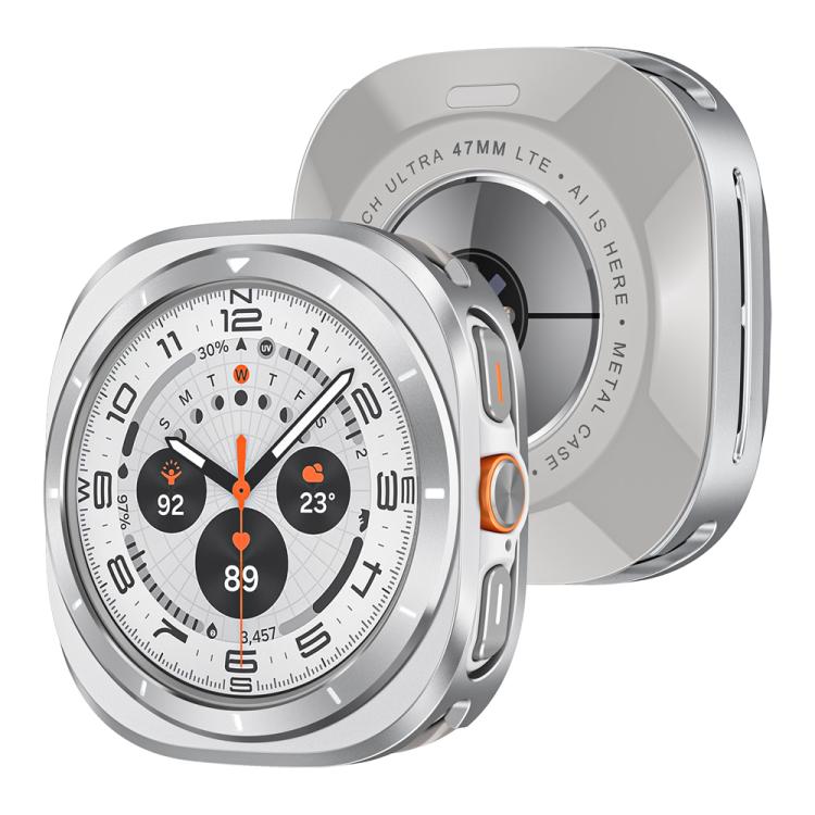 For Samsung Galaxy Watch Ultra 47mm Aluminum Alloy Metal PC Watch Protective Case(Silver Orange) - free shipping - PMC TechLife - Order now!