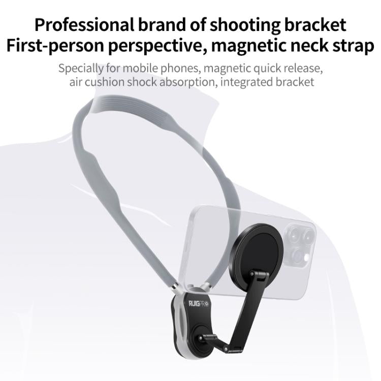 RUIGPRO Magnetic Neck Mount Anti-shake Phone Bracket(Grey) - free shipping - PMC TechLife - Order now!