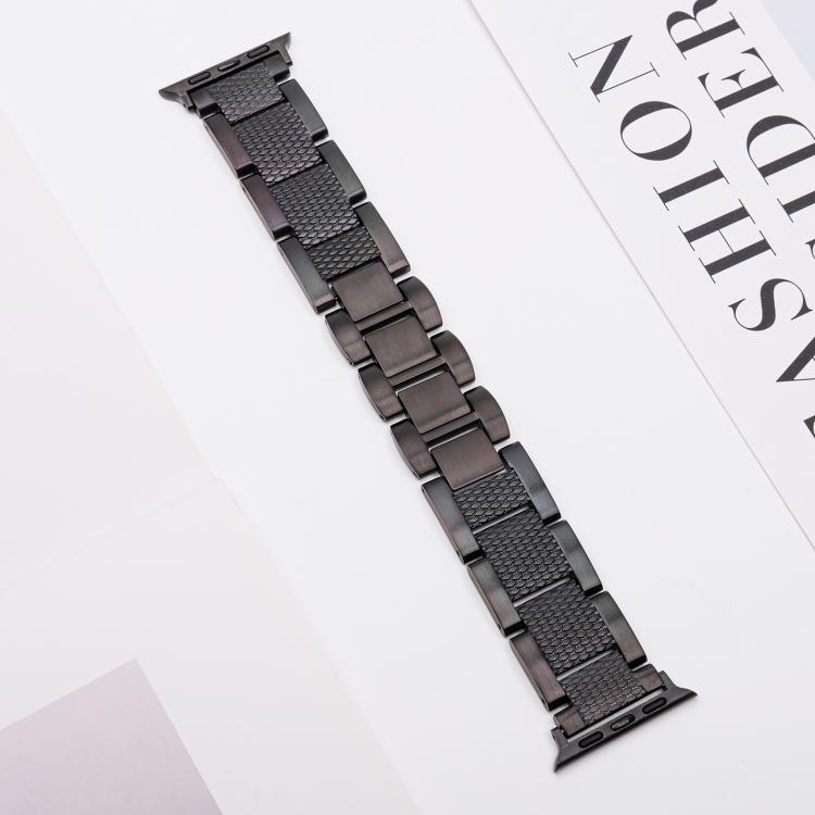 For Apple Watch 46mm / 49mm / 45mm / 44mm Wave Thread 3-bead Stainless Steel Watch Band(Black) - Watch Bands by PMc TechLife | Online Shopping South Africa | PMc TechLife | Buy Now Pay Later Mobicred