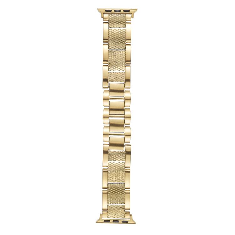 For Apple Watch 46mm / 49mm / 45mm / 44mm Wave Thread 3-bead Stainless Steel Watch Band(Gold) - free shipping - PMc TechLife - Order now!