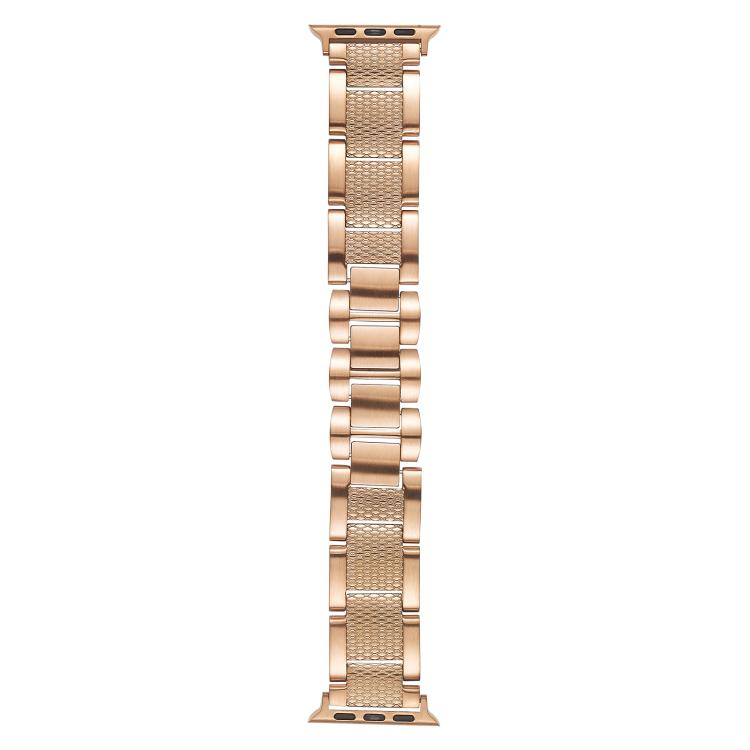 For Apple Watch 46mm / 49mm / 45mm / 44mm Wave Thread 3-bead Stainless Steel Watch Band(Rose Gold) - free shipping - PMc TechLife - Order now!