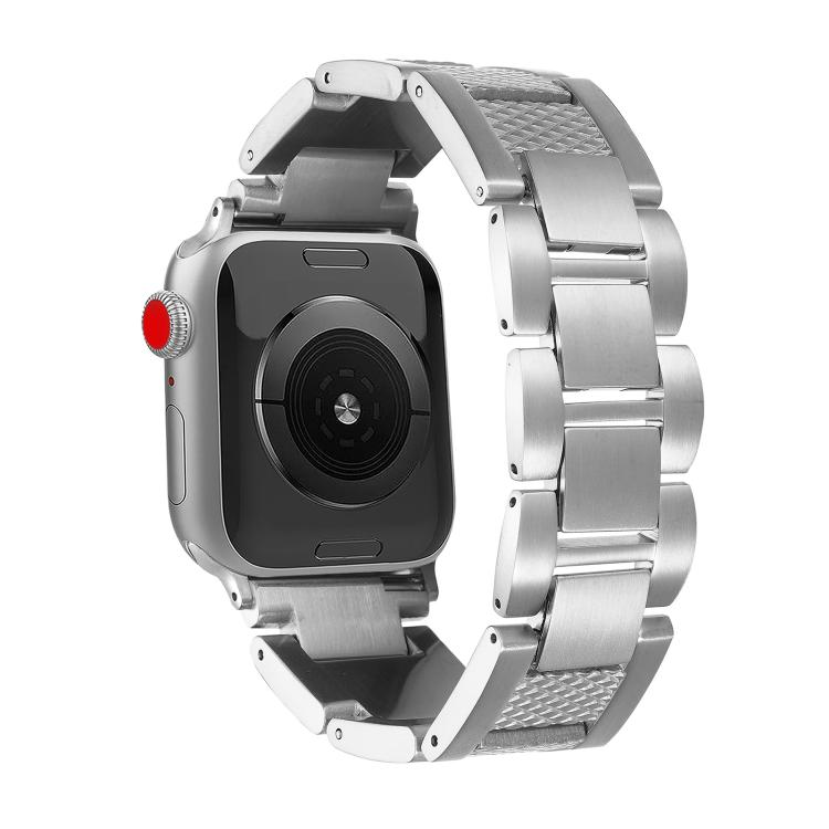 For Apple Watch 46mm / 49mm / 45mm / 44mm Wave Thread 3-bead Stainless Steel Watch Band(Silver) - free shipping - PMc TechLife - Order now!