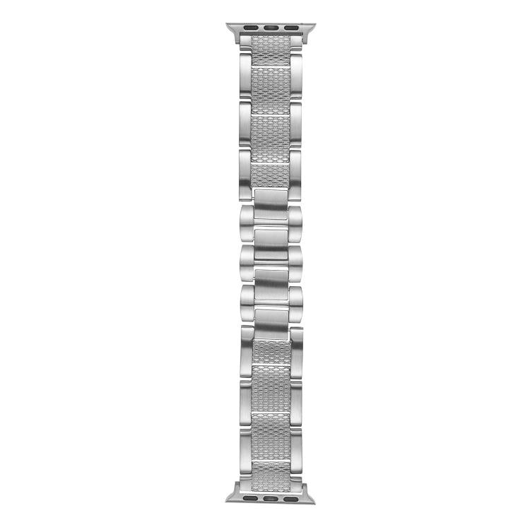 For Apple Watch 46mm / 49mm / 45mm / 44mm Wave Thread 3-bead Stainless Steel Watch Band(Silver) - free shipping - PMc TechLife - Order now!