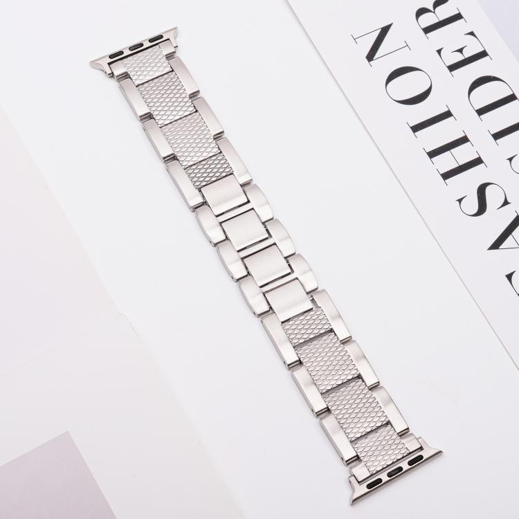 For Apple Watch 46mm / 49mm / 45mm / 44mm Wave Thread 3-bead Stainless Steel Watch Band(Starlight) - free shipping - PMc TechLife - Order now!