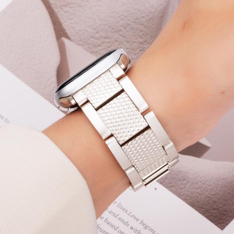 For Apple Watch 46mm / 49mm / 45mm / 44mm Wave Thread 3-bead Stainless Steel Watch Band(Starlight) - free shipping - PMc TechLife - Order now!