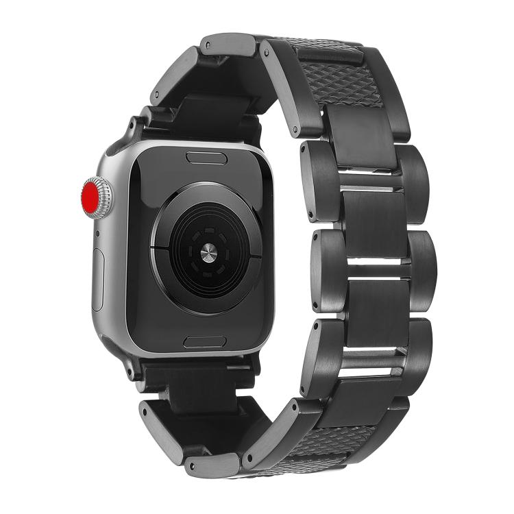 For Apple Watch 42mm / 41mm / 40mm / 38mm Wave Thread 3-bead Stainless Steel Watch Band(Black) - free shipping - PMc TechLife - Order now!