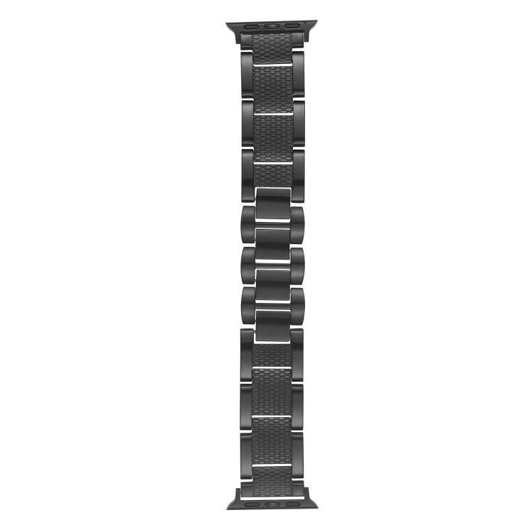 For Apple Watch 42mm / 41mm / 40mm / 38mm Wave Thread 3-bead Stainless Steel Watch Band(Black) - free shipping - PMc TechLife - Order now!
