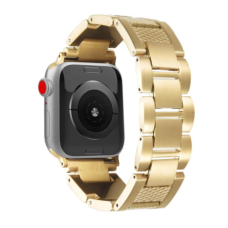 For Apple Watch 42mm / 41mm / 40mm / 38mm Wave Thread 3-bead Stainless Steel Watch Band(Gold) - free shipping - PMc TechLife - Order now!