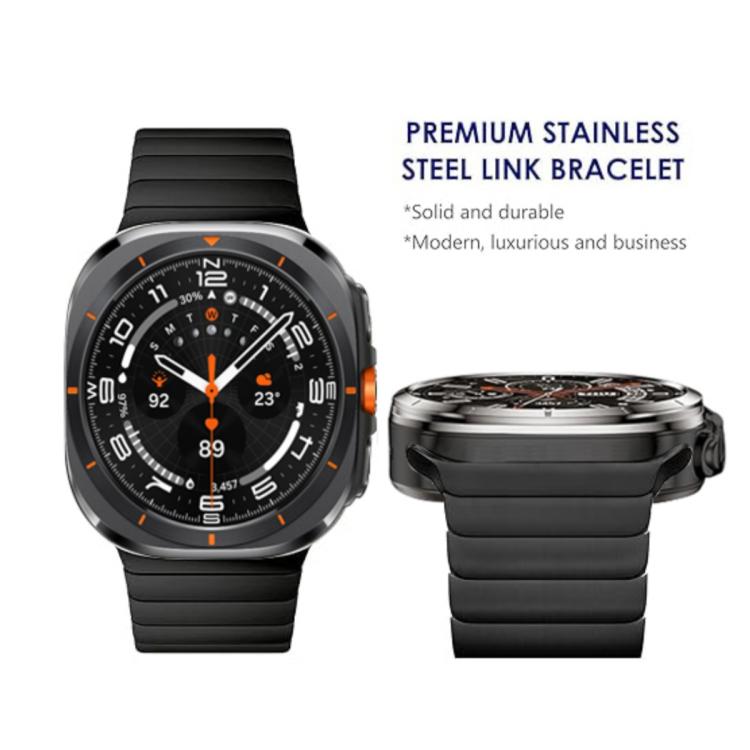 For Samsung Galaxy Watch Ultra 47mm Bamboo Norman Buckle Stainless Steel Watch Band(Black) - Watch Bands by PMc TechLife | Online Shopping South Africa | PMc TechLife | Buy Now Pay Later Mobicred