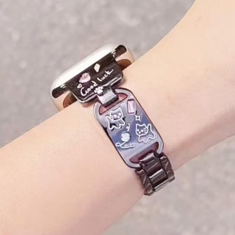 For Apple Watch 46mm / 49mm / 45mm / 44mm Colored Diamond Cat Stainless Steel Watch Band(Black) - Watch Bands by PMc TechLife | Online Shopping South Africa | PMc TechLife | Buy Now Pay Later Mobicred